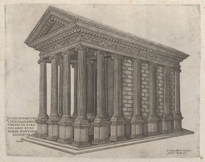 Lustro rzymskiej wspaniałości: Świątynia Fortuny w Rzymie, XVI w., XVI w. autorstwa Nicolas Beatrizet