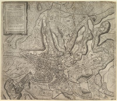 Lustro rzymskiej świetności: Widok Rzymu od zachodu, 1557. autorstwa Nicolas Beatrizet