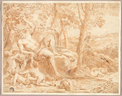 Bachus i Putti w Shady Grove autorstwa Nicolas Chaperon