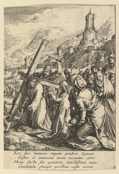 Chrystus dźwigający krzyż, z Męki Pańskiej, połowa XVII wieku. autorstwa Nicolas Cochin