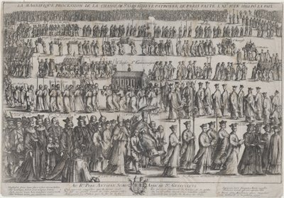 Procesja urny św. Genowefy, w sześciu rzędach maszerują duchowni i świeccy..., 1652. autorstwa Nicolas Cochin