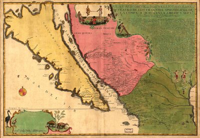 La Californie ou Nouvelle Caroline - teatr dzieł, dzieła apostolskie Compa. e Jesus in America Septe. LOC 98687119 autorstwa Nicolas de Fer