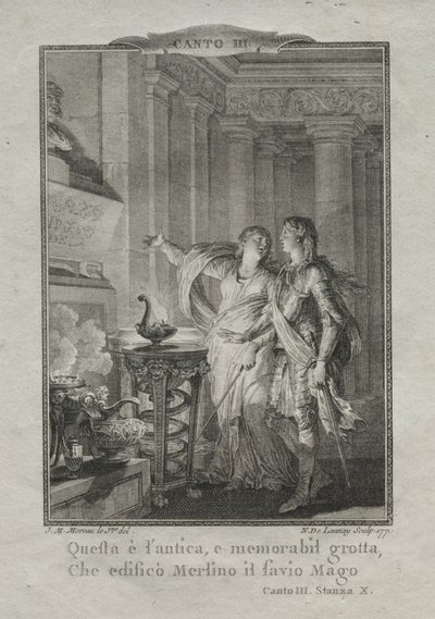 W Grocie Merlina Maga, 1771. autorstwa Nicolas Delaunay
