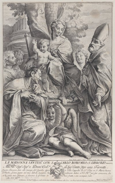 Dziewica z Dzieciątkiem ze św. Liboriuszem i Carlo Borromeo, 1693-95., 1693-95. autorstwa Nicolas Dorigny