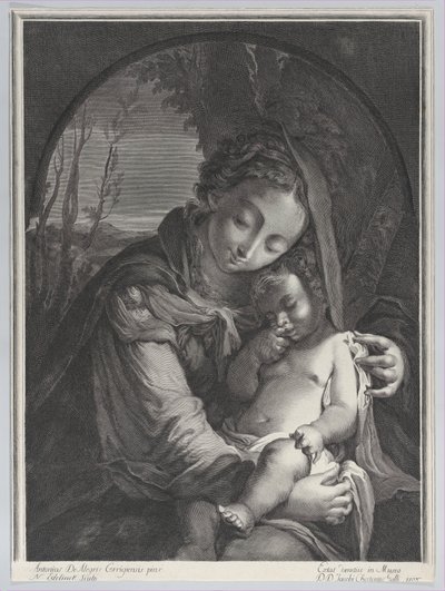 Dziewica ze śpiącym Dzieciątkiem, 1708., 1708. autorstwa Nicolas Etienne Edelinck