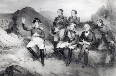 Cesarz Napoleon I (1769-1821) dyktujący swoje pamiętniki do spraw Emmanuela Lasa (1766-1842) na św. Helenie, 1860 autorstwa Nicolas Eustache Maurin