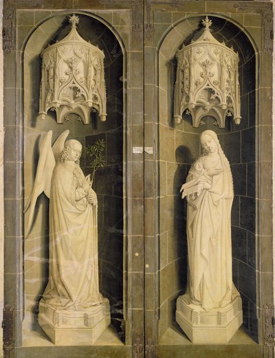 Zwiastowanie, panel zewnętrzny z Tryptyku Mojżesza i gorejącego krzewu, ok.1476 autorstwa Nicolas Froment