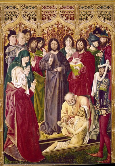 Zmartwychwstanie Łazarza (tempera na panelu) autorstwa Nicolas Froment