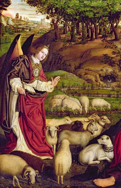 Tryptyk Mojżesza i gorejącego krzewu, ok.1476 (detal z 173010) autorstwa Nicolas Froment