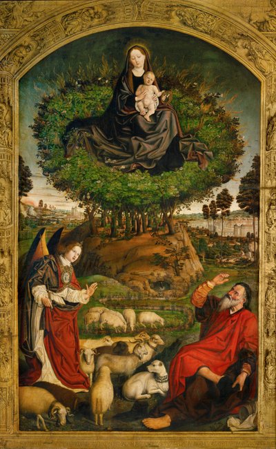 Dziewica Maryja. Środkowy panel ołtarza Gorejącego Krzewu (olej na drewnie) autorstwa Nicolas Froment