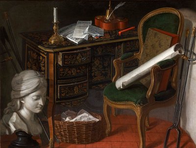 Jeden z pary Devants de Cheminée: Biurko, 1777 autorstwa Nicolas Henri Jeaurat de Bertry
