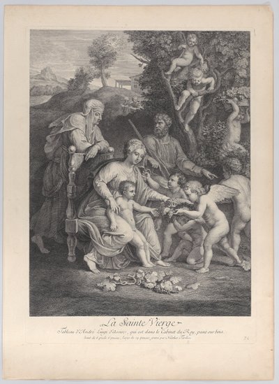 Święta Rodzina ze św. Elżbietą i aniołami, ca. 1729, ok. 1729 r. 1729. autorstwa Nicolas Henri Tardieu