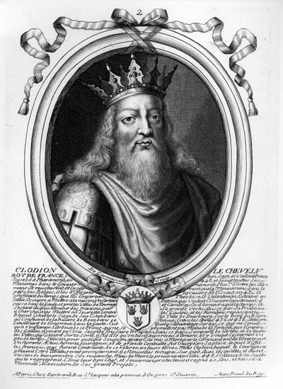 Clodion Owłosiony (ok. 428-47) z "Les Augustes Representations de tous les Rois de France depuis Pharamond jusqu