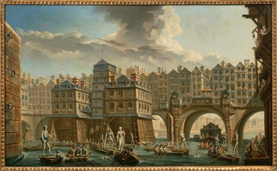 Paryż, potyczka żeglarzy między Pont Notre-Dame i Pont au Change autorstwa Nicolas and Jean Baptiste Raguenet