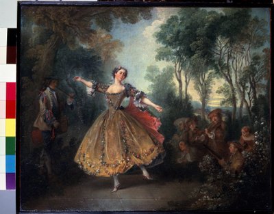 „Tańczące camargo” (Miss Camargo Dancing) Marie Anne de Cupis Camargo zwana tańcem Camargo (1710-1770). Obraz Nicolas Lancret (1690-1743) Początek XVIII wieku Wymiary 45x55 cm Ermitaż, Sankt Petersburg autorstwa Nicolas Lancret