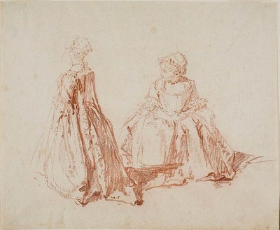 Studium dwóch małych dziewczynek, ok. 1725 (czerwona kreda na papierze kość słoniowa) autorstwa Nicolas Lancret