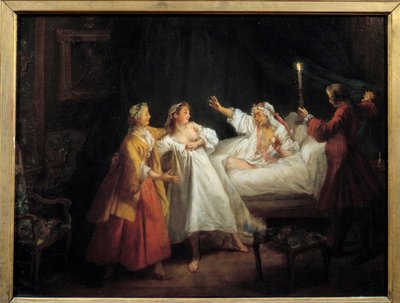 Tales of Jean de La Fontaine: The Gascon Punished Painting on Copper by Nicolas Lancret (1690-1743) Sun. 0,28 x 0,36 m autorstwa Nicolas Lancret