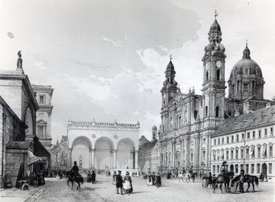 Pałac Królewski, Sala Marszałków i Kościół Teatynów w Monachium, I poł. XIX w. autorstwa Nicolas Marie Joseph Chapuy
