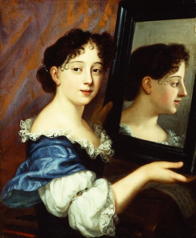 Dama trzymająca lustro, ok. 1660 (olej na płótnie) autorstwa Nicolas Mignard