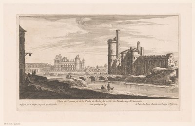 Widok na Luwr Veue du Louvre et de la Porte de Nesle (...) (tytuł przedmiotu) autorstwa Nicolas Perelle