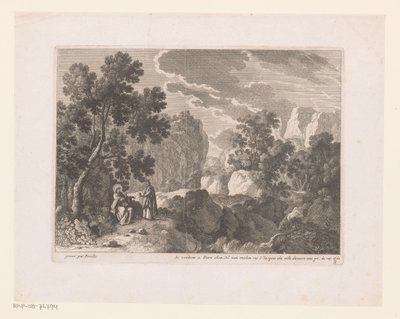Kuszenie Chrystusa przez szatana Pejzaże ze scenami z życia Chrystusa (tytuł serii) autorstwa Nicolas Perelle