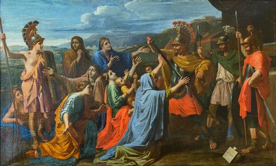 Coriolanus przekonany przez rodzinę, by oszczędził rzymskiej Veturii u stóp Koriolanusa, ok. 1652 r. autorstwa Nicolas Poussin