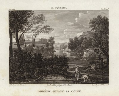 Diogenes rzucający puchar autorstwa Nicolas Poussin