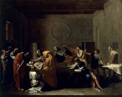 Ostatnie namaszczenie, ok. 1638-40 autorstwa Nicolas Poussin