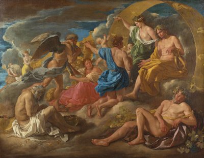Helios i Faeton z Saturnem oraz czterema porami roku autorstwa Nicolas Poussin