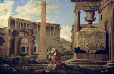 Pustelnik wśród ruin autorstwa Nicolas Poussin