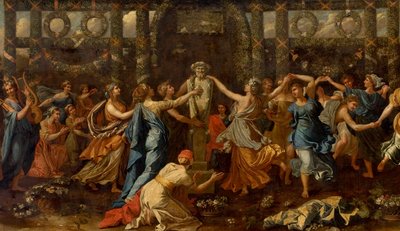 Hymenaios przebrany za kobietę podczas składania ofiary Priapowi, ok. 1635 (olej na płótnie) (szczegół) autorstwa Nicolas Poussin