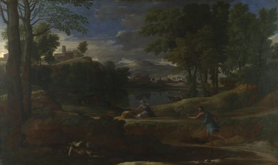 Krajobraz z człowiekiem zabitym przez węża, 1648 autorstwa Nicolas Poussin