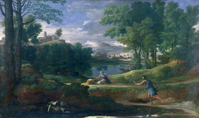 Krajobraz z mężczyzną zabitym przez węża, ok. 1648 r. (olej na płótnie) autorstwa Nicolas Poussin