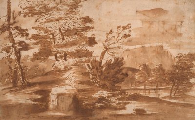 Krajobraz (recto) autorstwa Nicolas Poussin