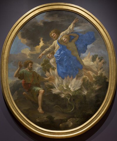 Mojżesz i gorejący krzew autorstwa Nicolas Poussin