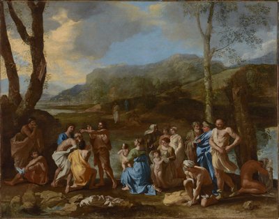 Święty Jan chrzczący w rzece Jordan autorstwa Nicolas Poussin