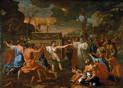 Adoracja Złotego Cielca ... autorstwa Nicolas Poussin