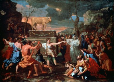 Adoracja Złotego Cielca, ok. 1635 autorstwa Nicolas Poussin