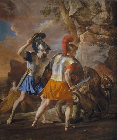 Towarzysze Rinaldo, ok. 1633 (olej na płótnie) autorstwa Nicolas Poussin