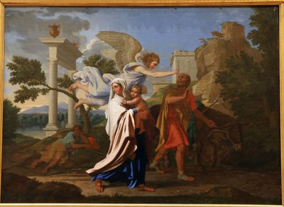 Ucieczka do Egiptu, 1657 autorstwa Nicolas Poussin