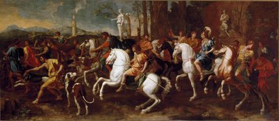 Polowanie na Meleagera. Bohaterowie mitologii greckiej, która zasłynęła podczas polowania na Dzika Calydon. Obraz Nicolasa Poussina autorstwa Nicolas Poussin