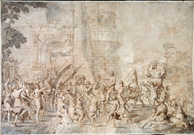 Triumf Dawida przywracającego głowę Goliata Rysunek Nicolasa Poussina autorstwa Nicolas Poussin