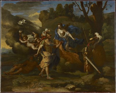 Wenus, Matka Eneasza, przedstawiająca mu broń wykutą przez Wulkana, ok. 1635 (olej na płótnie) autorstwa Nicolas Poussin