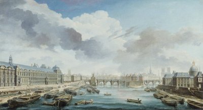 Luwr, Pont-Neuf i Collège des Quatre-Nations, obecnie Institut de France, widziane z Pont Royal autorstwa Nicolas Raguenet