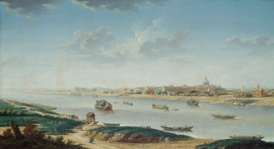 Salpêtrière widziana z la Rapee, ok. 1752 (olej na płótnie) autorstwa Nicolas Raguenet