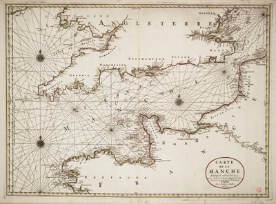 Mapa kanału La Manche i atlantyckich wybrzeży południowej Wielkiej Brytanii i północnej Francji autorstwa Nicolas Sanson D