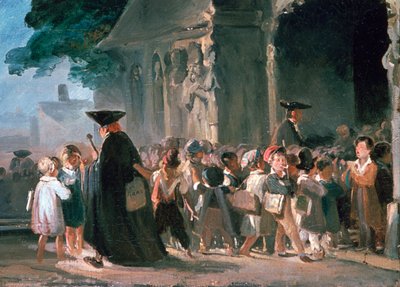 Dzieci przy drzwiach kościoła, c1817-1845. autorstwa Nicolas Toussaint Charlet