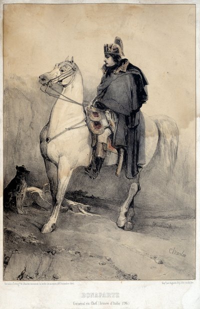 Portret konny Napoleona I Bonaparte (1769-1821) Naczelnego Generalnego Armii Włoch autorstwa Nicolas Toussaint Charlet