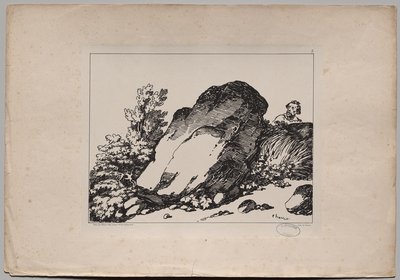 Krajobraz z dużą skałą autorstwa Nicolas Toussaint Charlet