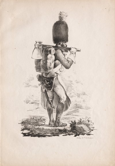 Kostiumy wojskowe: saper piechoty, 1817-1818. autorstwa Nicolas Toussaint Charlet